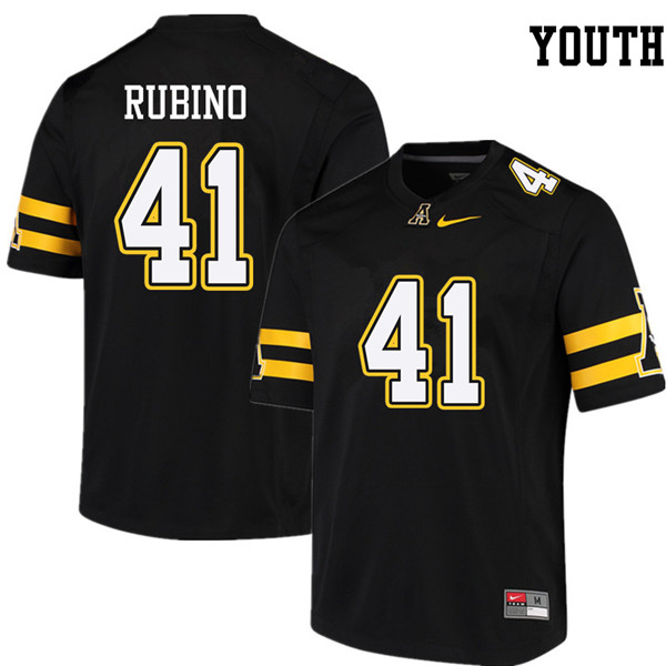 Youth #41 Micheal Rubino Appalachian State Mountaineers College Football Jerseys Sale-Black - Click Image to Close